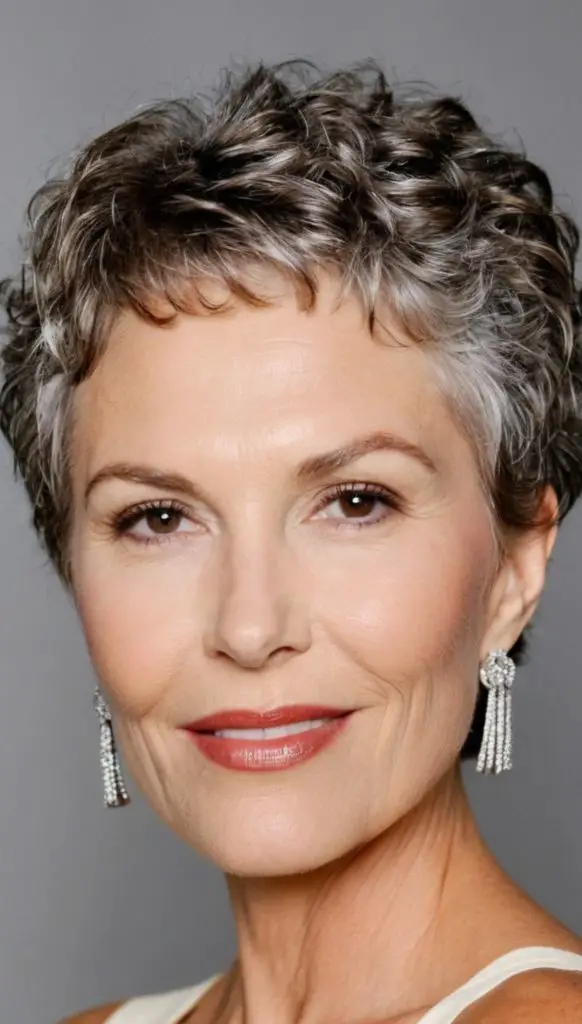 Short and Silver Haircut for Curly Hair