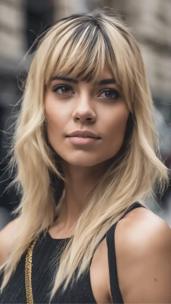 Side-Swept Bangs with Blonde Edges