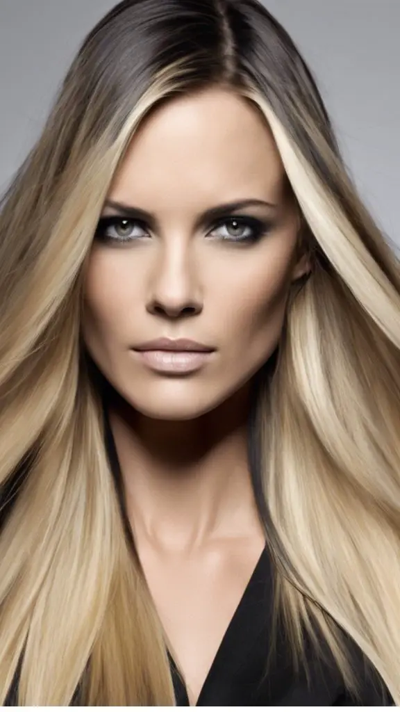 Sleek Straight Hair with Thin Money Piece