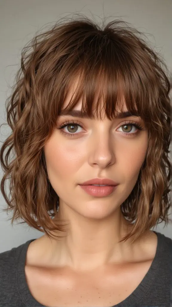 Wavy Bob with Bangs