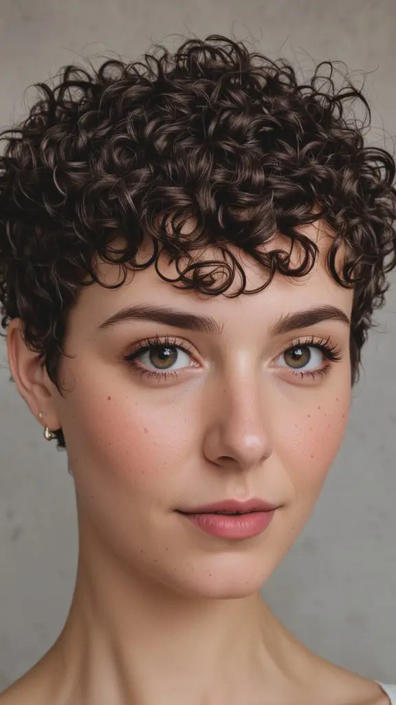Short Curly Pixie with Bangs