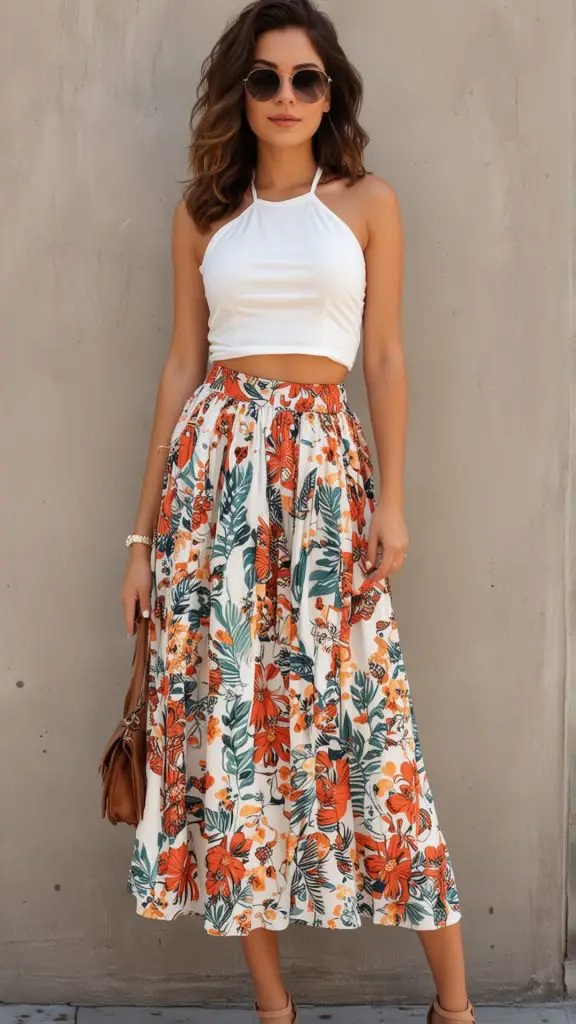Halter Top and Printed Skirt