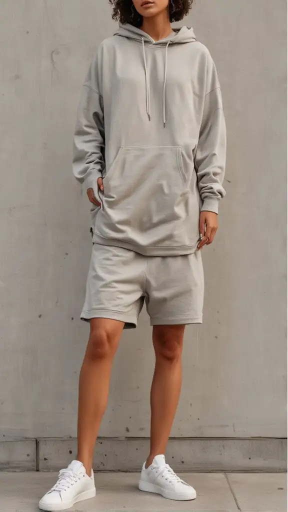 Cycling Shorts and Oversized Hoodie