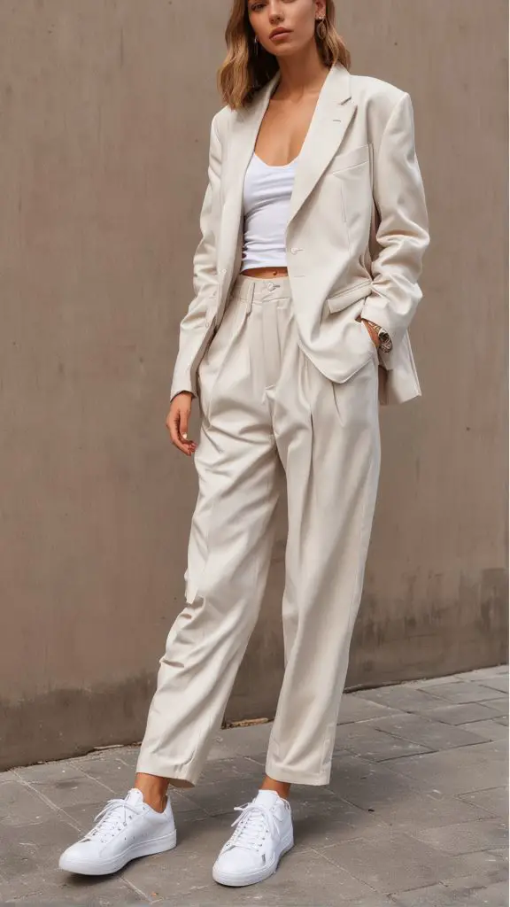 Oversized Suit and White Sneakers