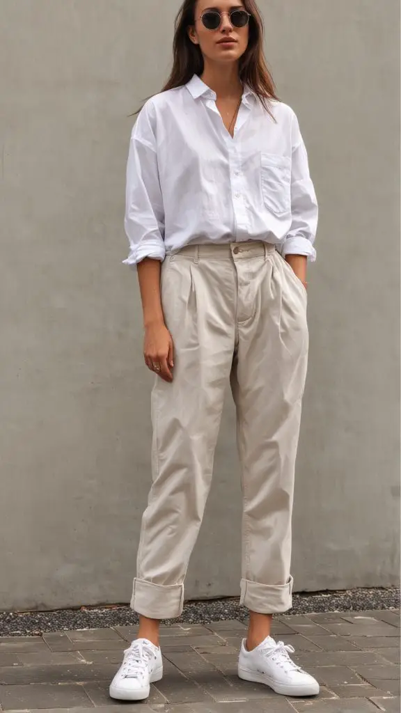 Oversized White Shirt and Chinos