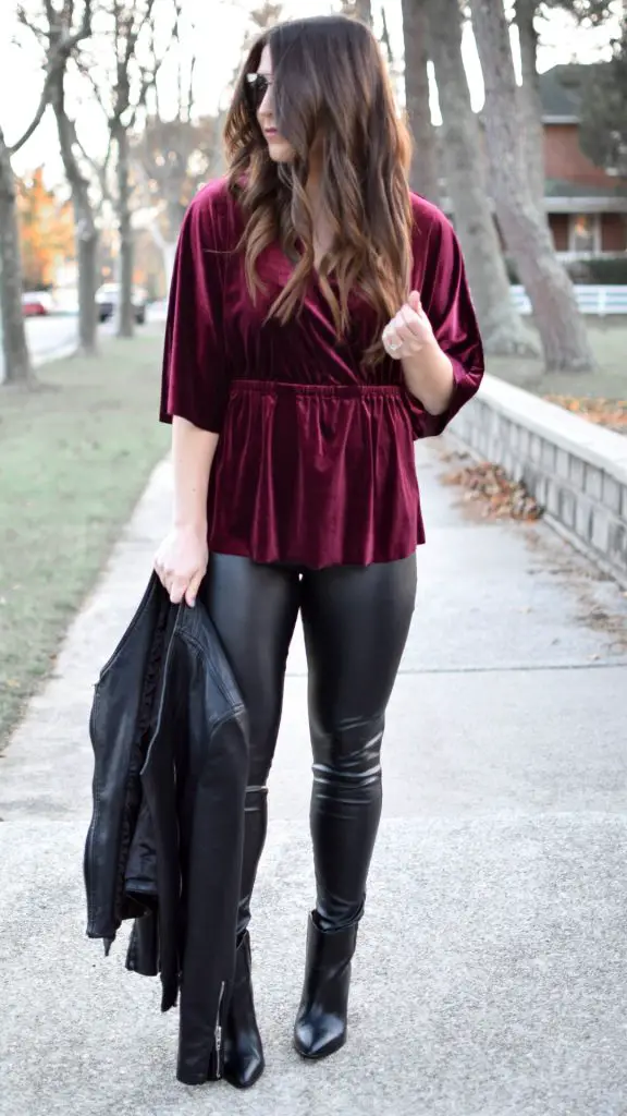 Velvet Top and Leather Pants