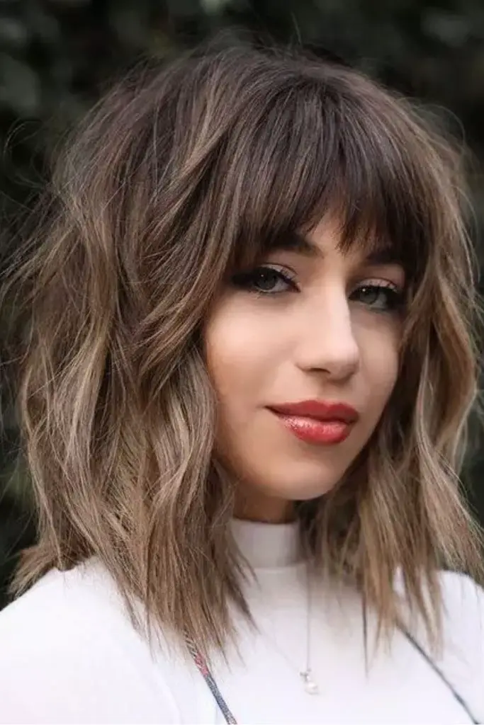 Long Textured Bob with Fringe