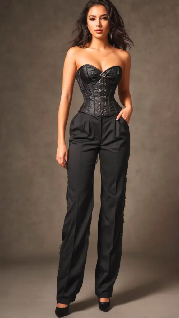 Corset Top and High-Waisted Pants
