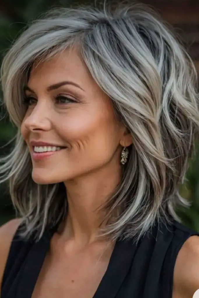 Cool arctic tones complement silver hair.