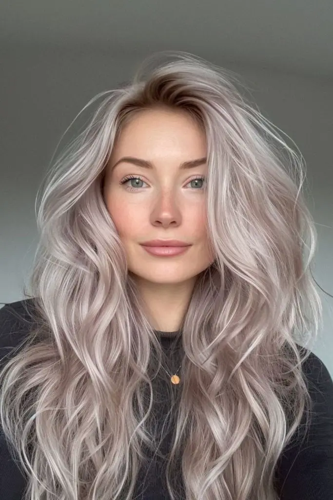 Auburn lowlights add warmth to gray.