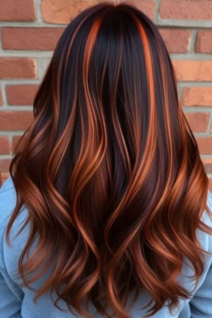 Radiant auburn and fiery copper blend.