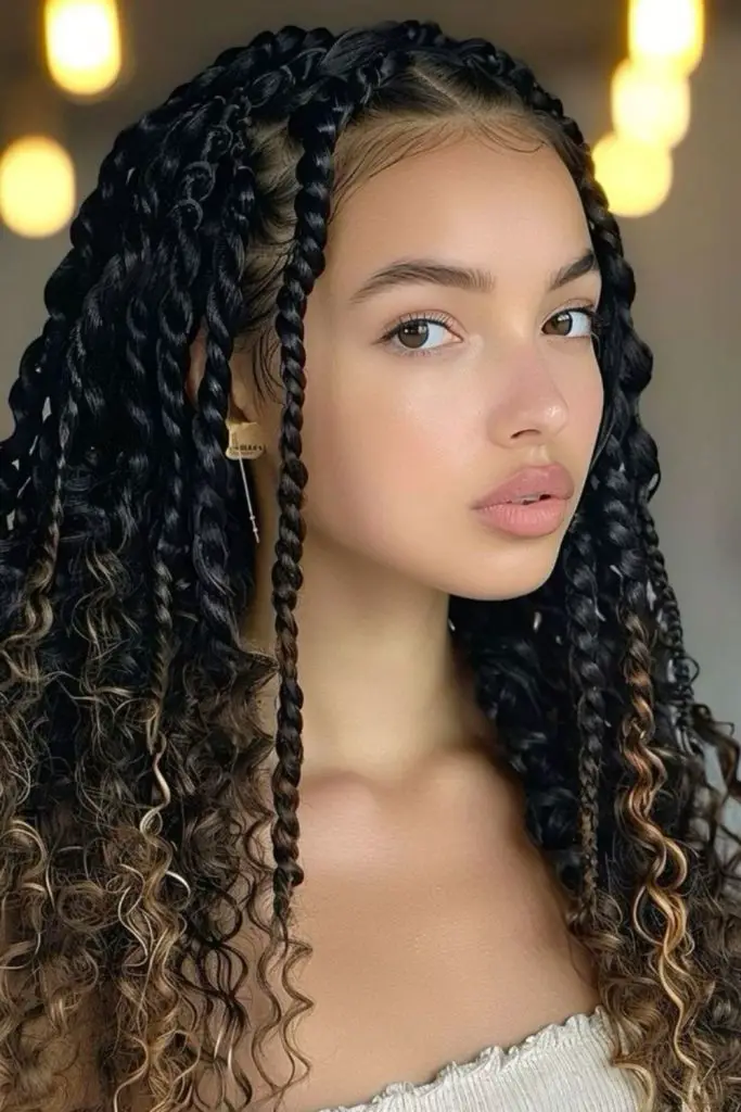 Versatile box braids celebrating vibrant individuality.
