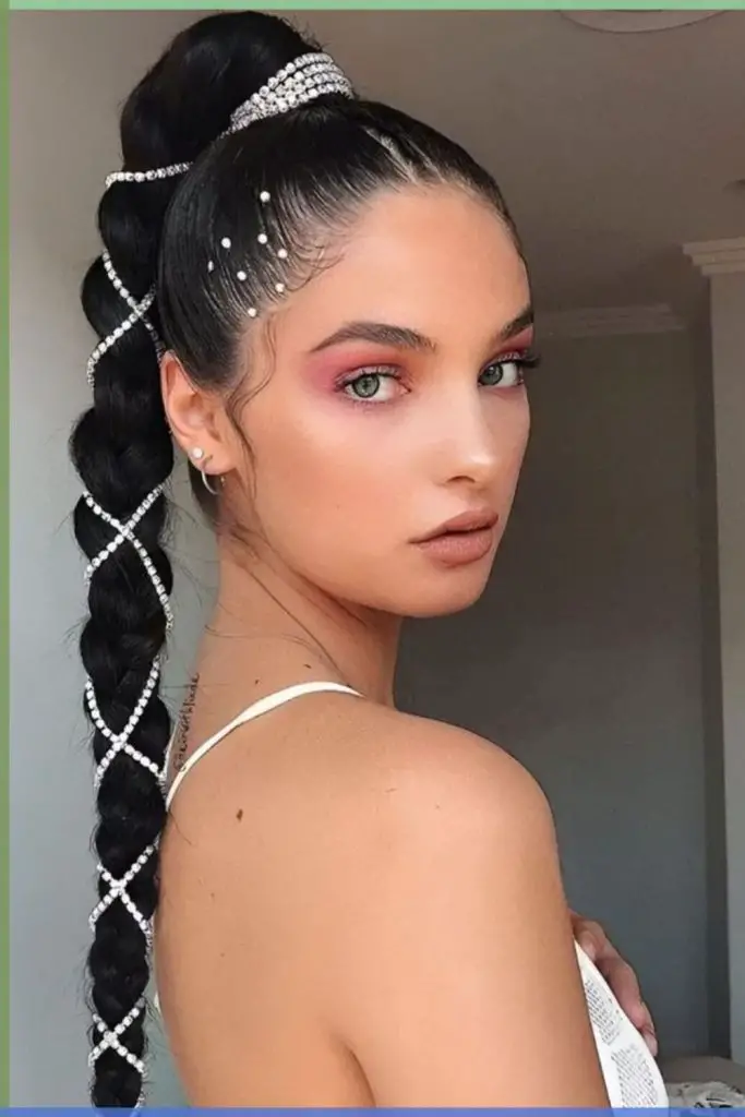 Sleek braided ponytail with elegant finish.