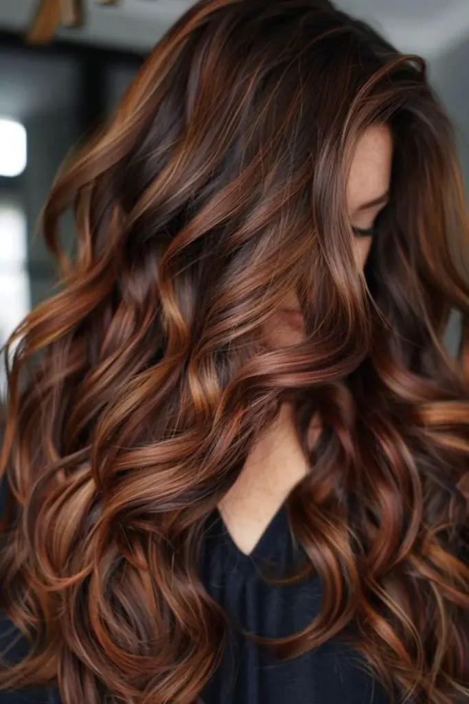 Dark brown fading into chestnut tips.