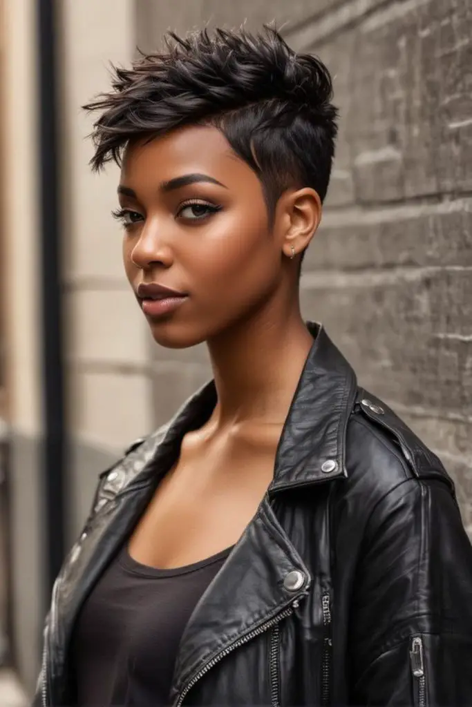 A refined, minimalist boyish pixie cut.