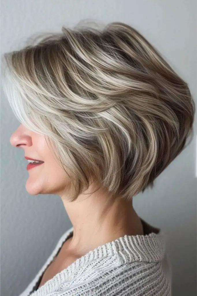 Classic stacked bob for timeless style.