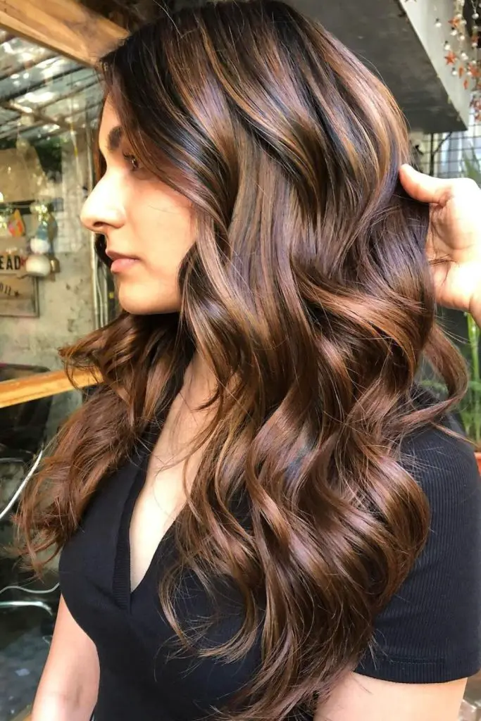 Rich caramel and deep cocoa balayage.