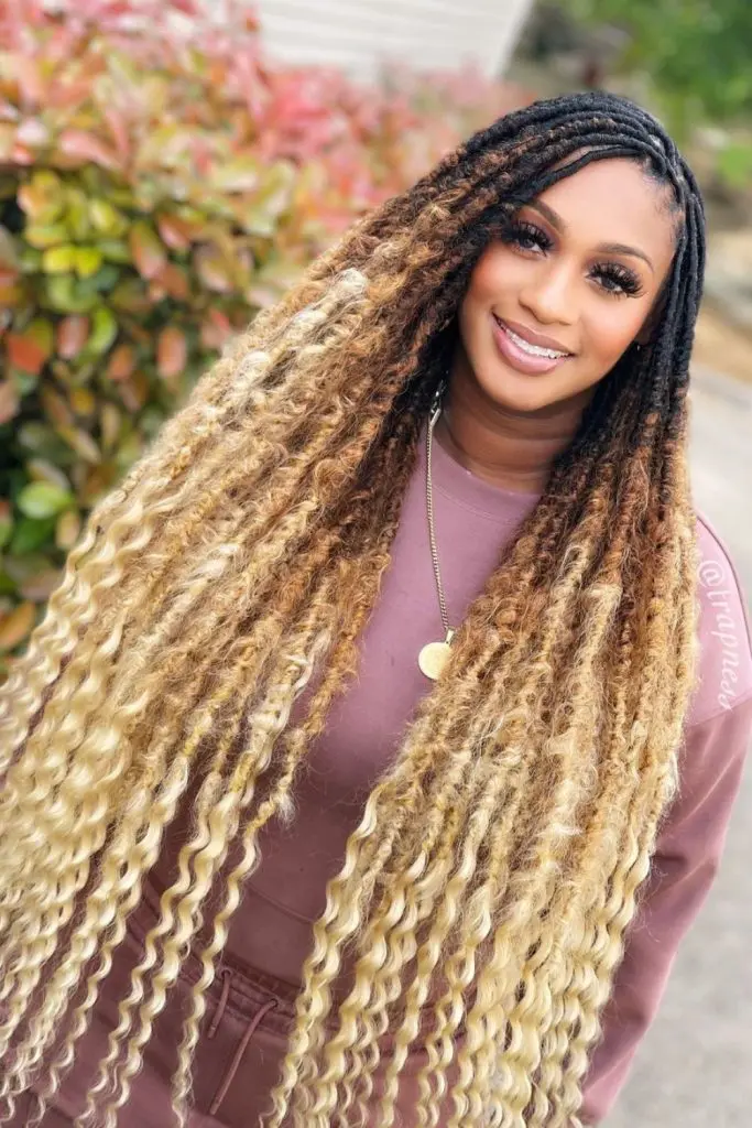 Vibrant colors adding fun to loc curls.
