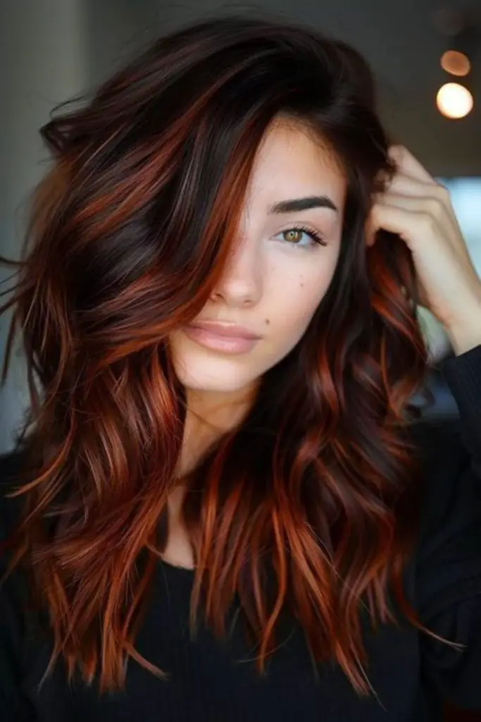 Regal deep auburn with golden highlights.