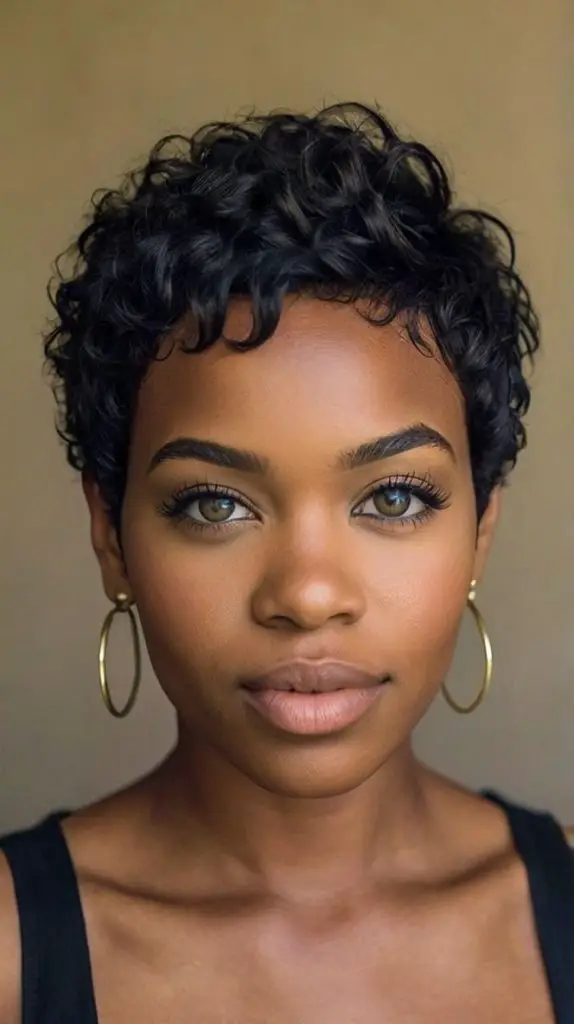 Cropped curls for a natural vibe.