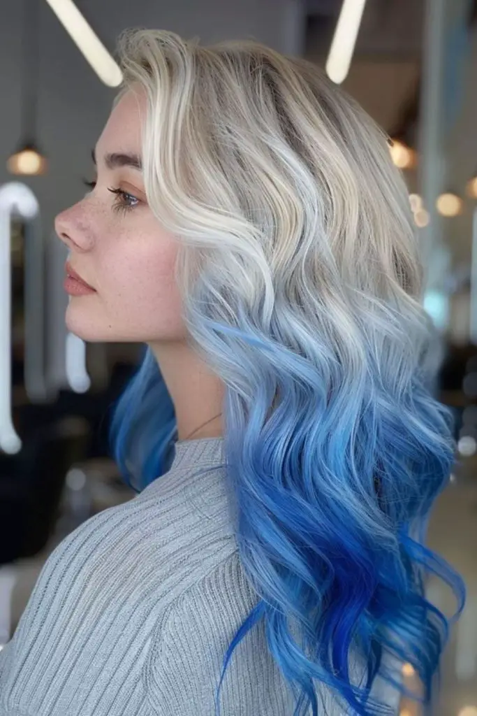 Vibrant blue tips bring an adventurous touch.