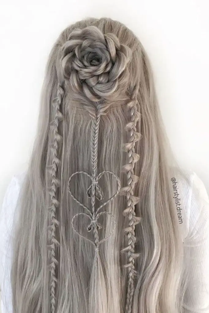 Whimsical fairytale braid embodying romantic charm.