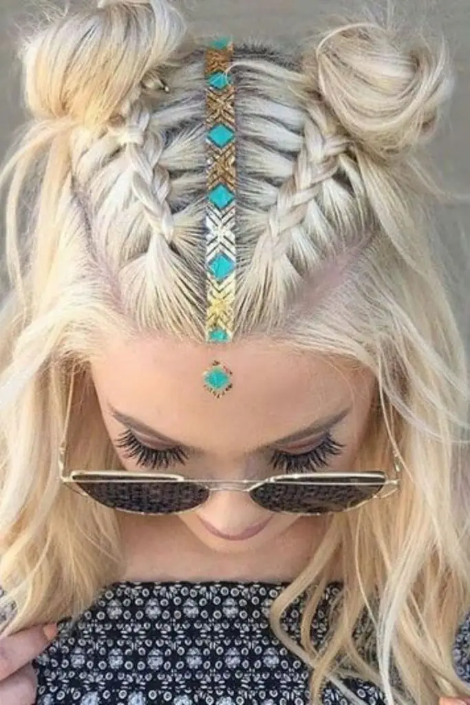 Vibrant festival braids celebrating fun and individuality.