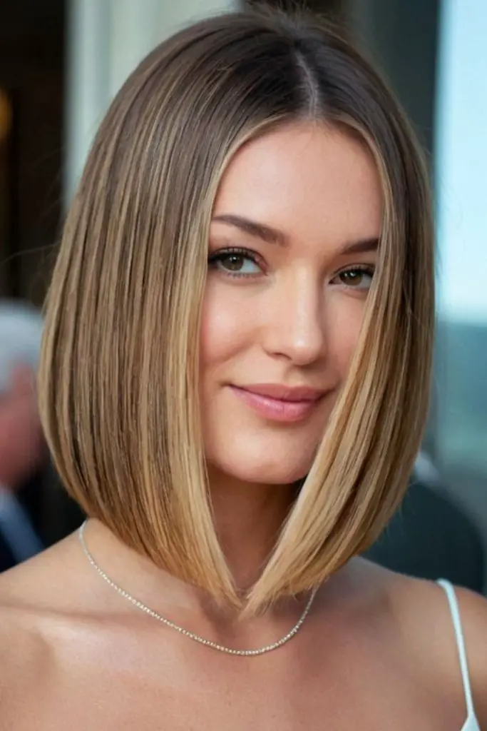 Modern bob with sharp lines.