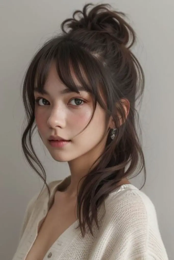 Playful half-bun, effortless and chic.