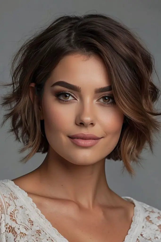 "A-line bob with stacked back layers."