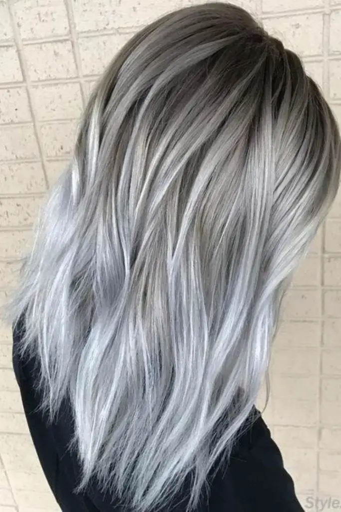 Silver with dark marble lowlights blend.