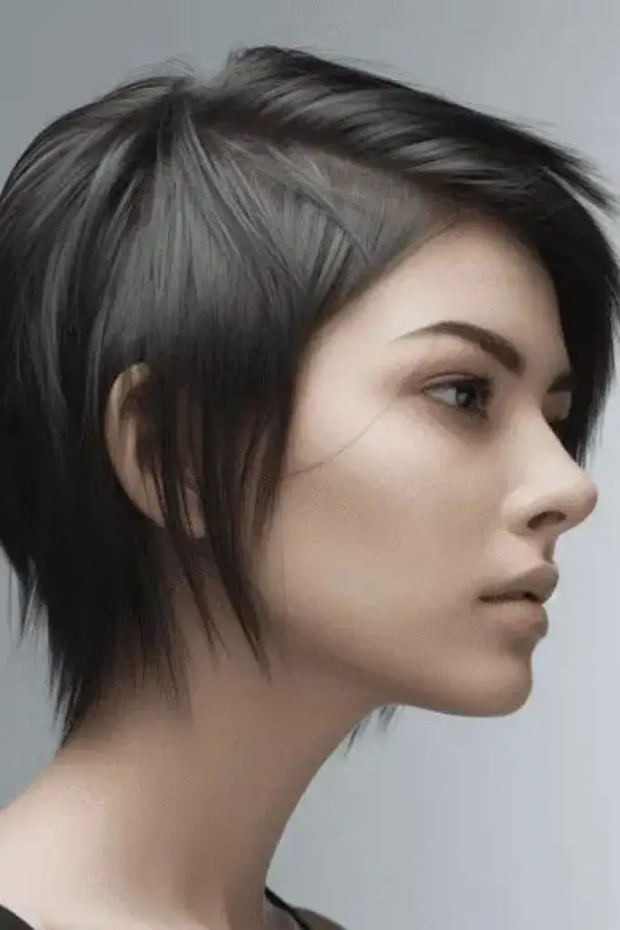 Razor-cut stack with sharp angles.