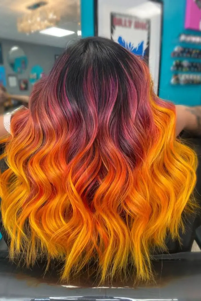 Bright copper transitions from deep auburn.