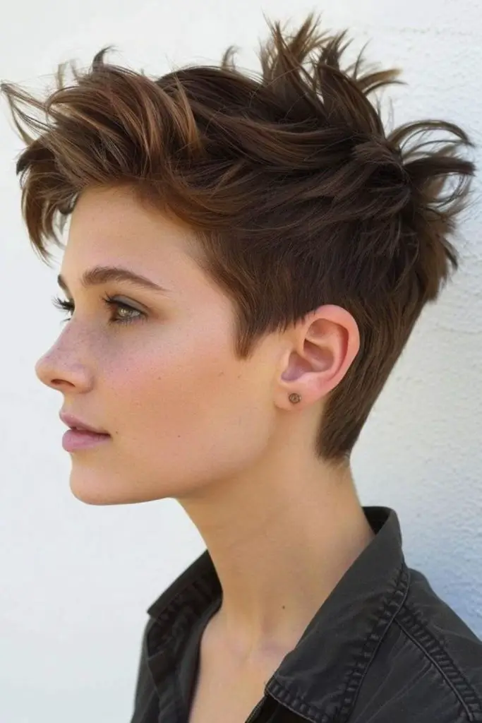 "Short crop with edgy, textured fringe."
