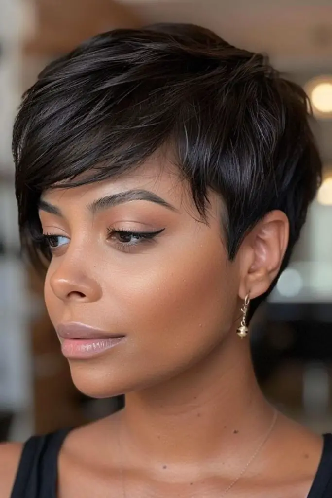 Side-swept bangs for chic elegance.