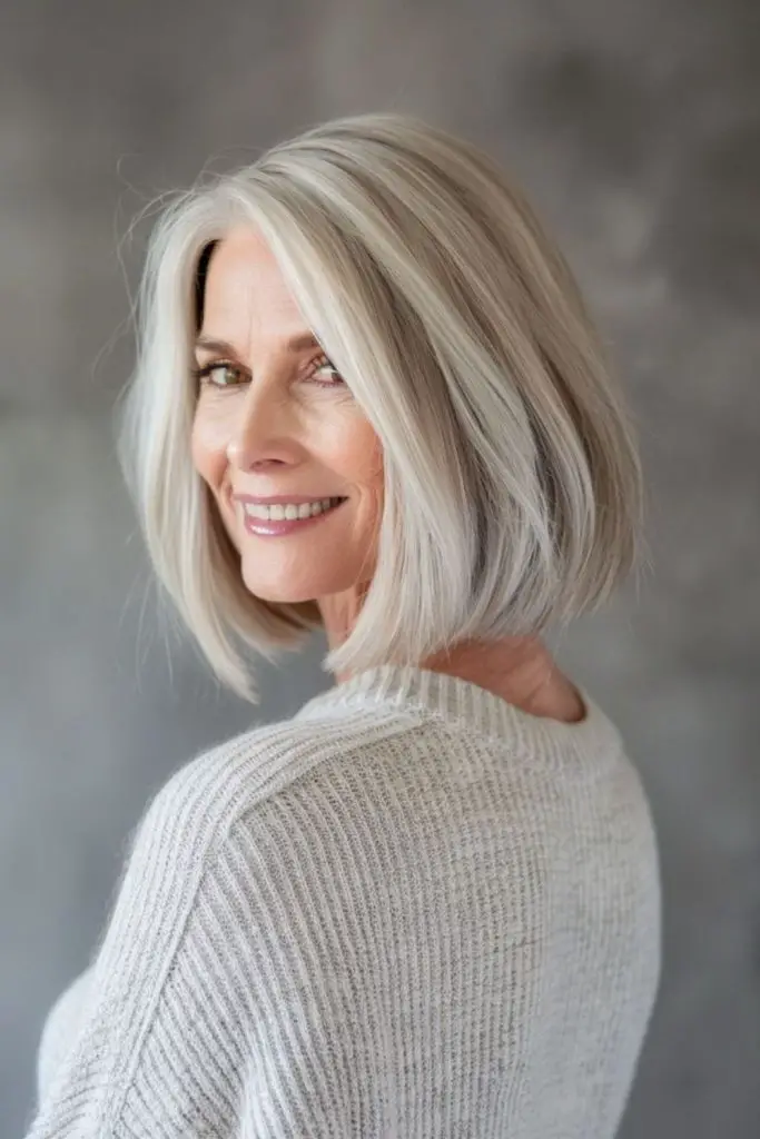 Silver hair with warm fox-colored accents.
