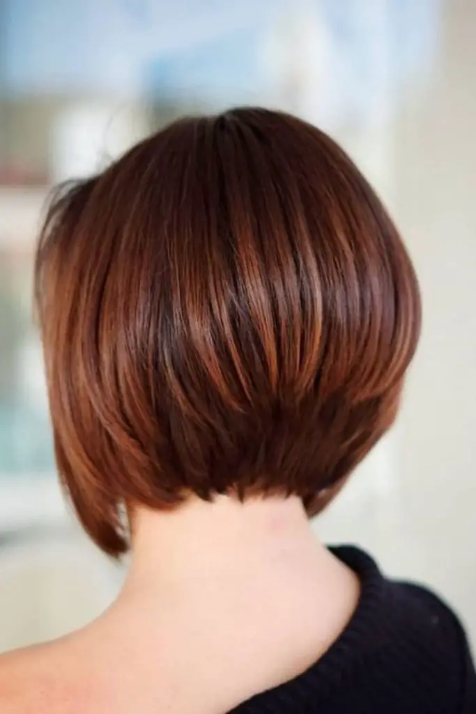 Sleek bob with subtle back stack.