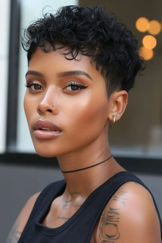 A sleek, tapered pixie with sharp edges.