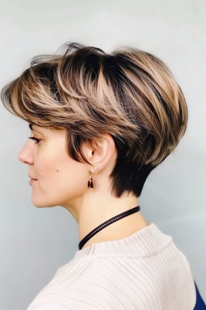 Stacked crop with delicate, wispy ends.