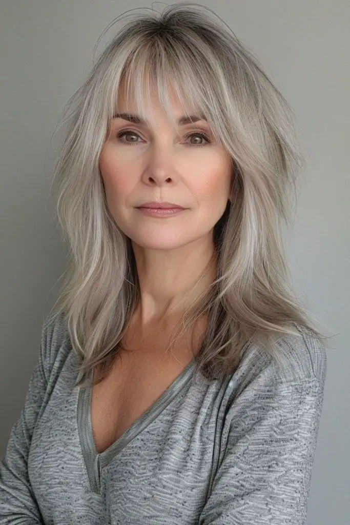 Smoky shadow highlights silver strands beautifully.