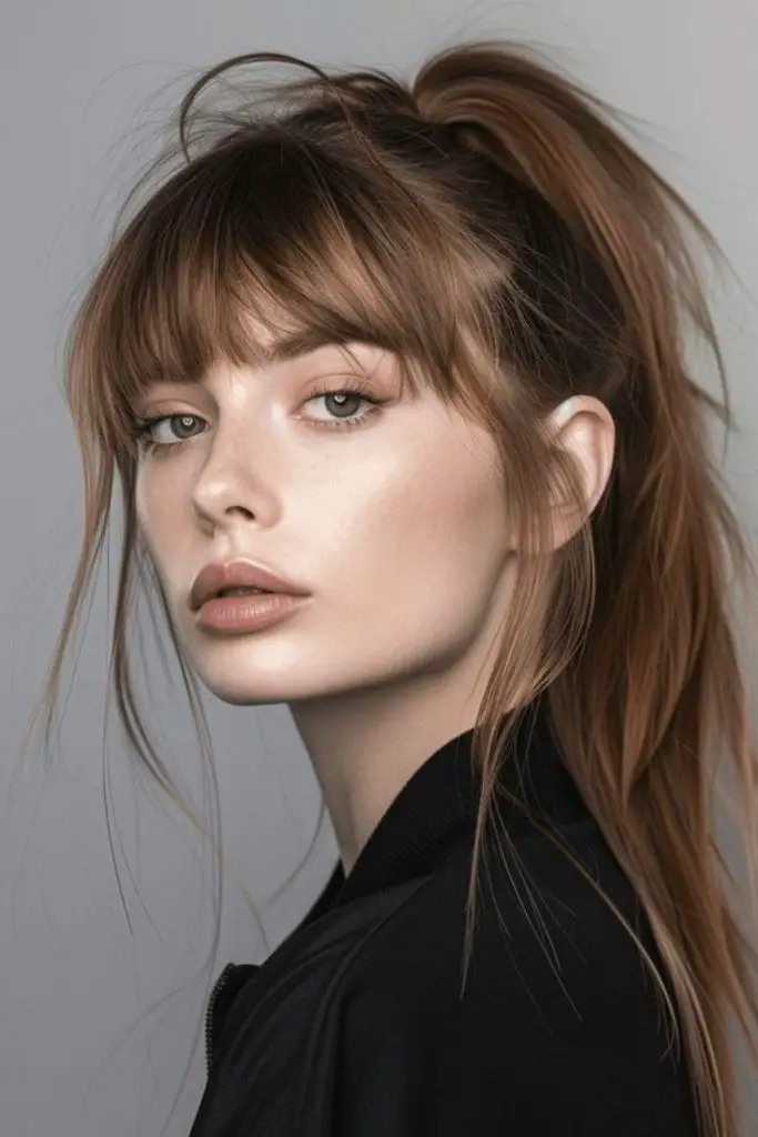 High ponytail with added texture.