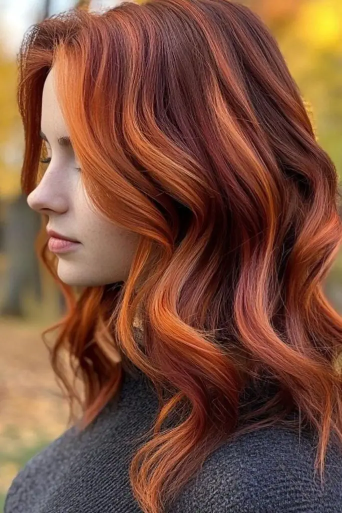 Mysterious deep auburn with soft copper highlights.