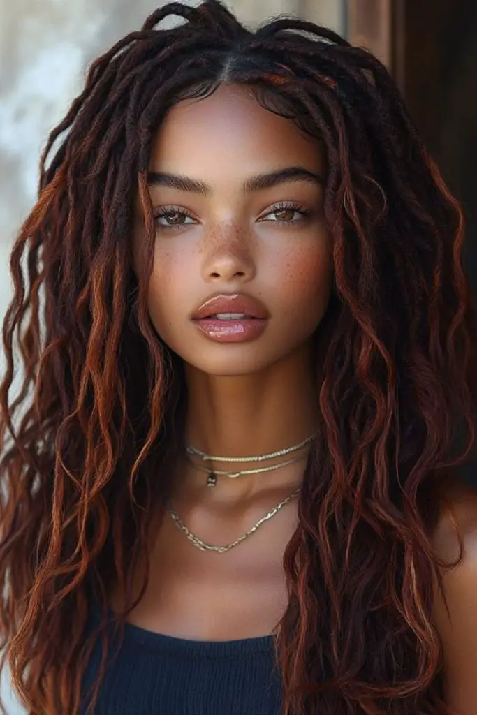 "Twists blended with loose, wavy pieces."