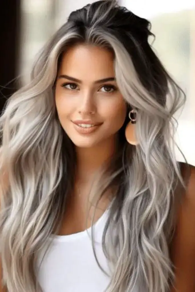 "Champagne blonde with grey-silver mix."