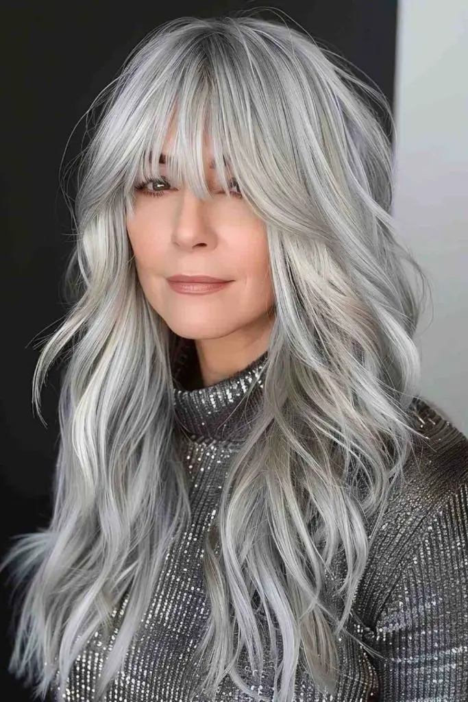 "Cool blonde with slate grey highlights."