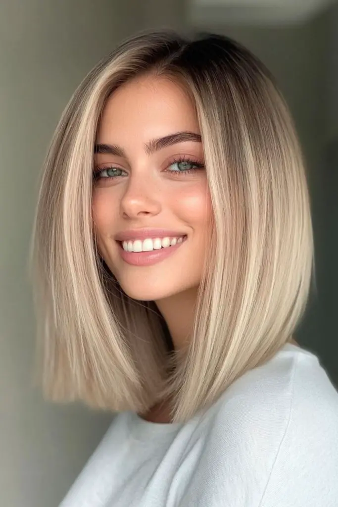 Long bob with pale winter tones.