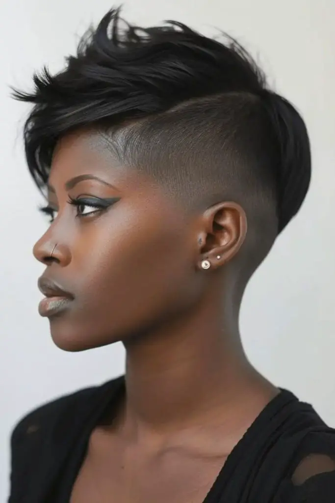 Artistic, geometric mushroom cut with angles.