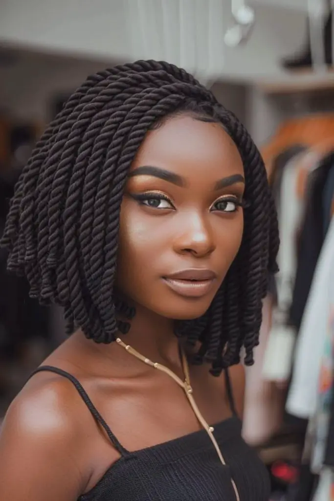 "Short layered twists for lightweight styling."