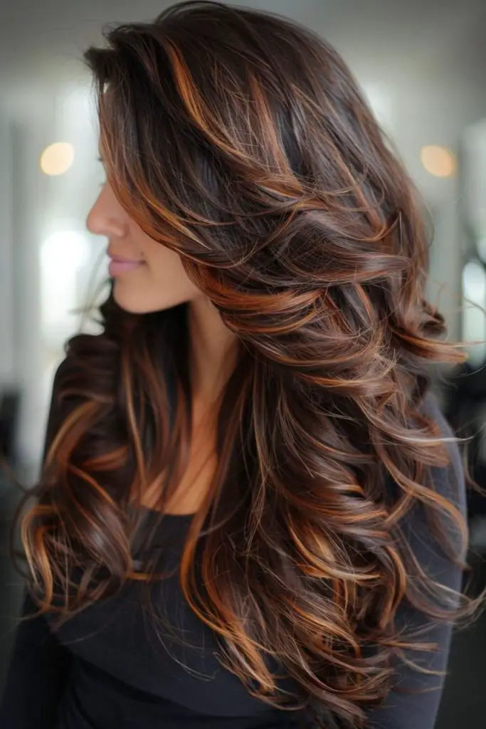 Maple tones blending into chocolate strands.