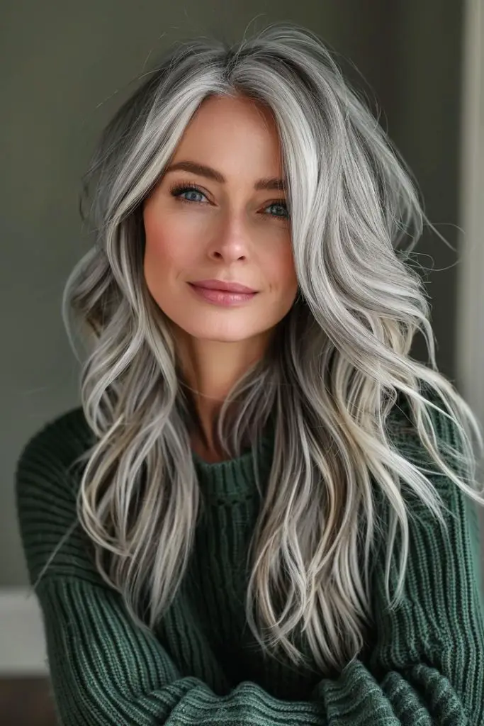 "Platinum with soft, blended grey highlights."